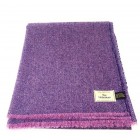 Pure Wool Tweed Throw Purple Herringbone Ref H28